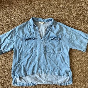 Faux Denim Blouse